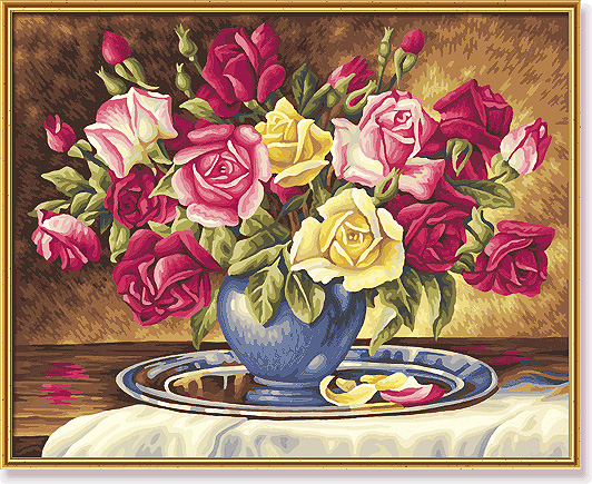 Букет роз Раскраска по номерам, 40 см х 50 см Серия: Meisterklasse Premium инфо 1469a.