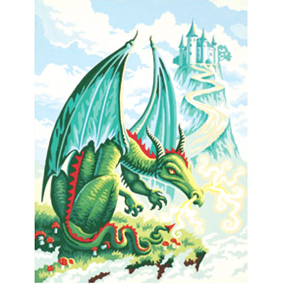 Раскраска по номерам "Земля драконов", акриловыми красками, 23 см х 30 см раскрашивания, 8 акриловых красок, кисть инфо 1130c.