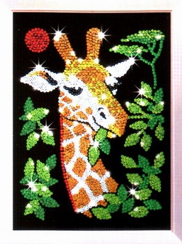 Мозаика из блесток "Жираф" булавки, цветные блестки, булавки, инструкция инфо 2194d.
