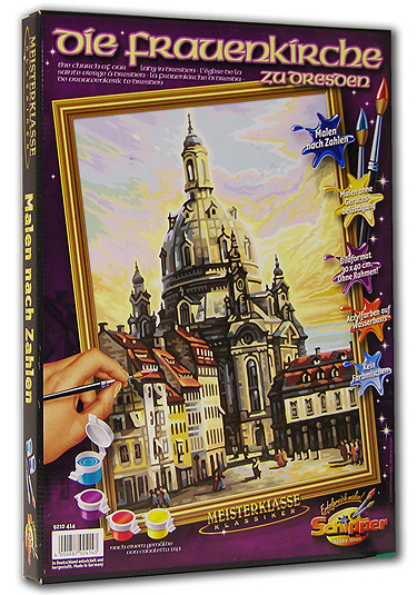 Раскраска по номерам "Женский монастырь в Дрездене" нумерации красок, контрольный лист, инструкция инфо 9184d.