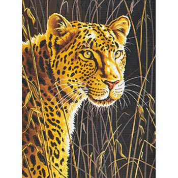 Раскраска по номерам "Леопард", 28 см x 36 см Эскиз картины, 12 красок, кисть инфо 9256d.