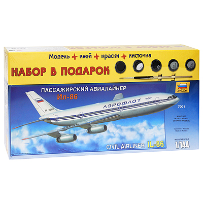 Набор для сборки и раскрашивания "Пассажирский авиалайнер Ил-86" сборке, клей, 4 краски, кисть инфо 13227d.