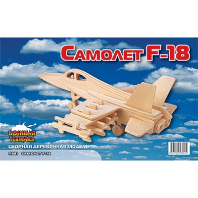 Сборная деревянная модель "Самолет F-18" см Состав Элементы для сборки инфо 1326e.