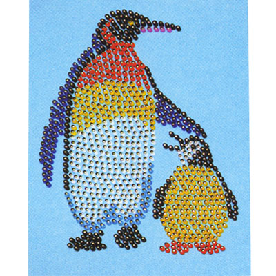 Мозаика из бусин "Пингвины" бархата, булавки, разноцветные бусины, инструкция инфо 1722e.