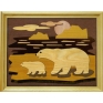 Панно из шпона "Белые медведи" из шпона, клей, деревянная рамка инфо 1968e.