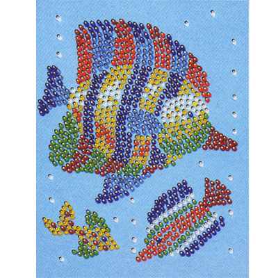 Мозаика из бусин "Рыбки" бархата, булавки, разноцветные бусины, инструкция инфо 2095e.