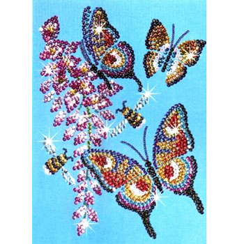 Мозаика из блесток и бусин "Бабочки" разноцветные блестки и бусины, инструкция инфо 2147e.