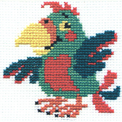 Набор для вышивания "Попугай" пяльцы, 6 цветов ниток, игла инфо 2358e.