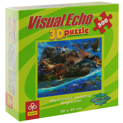 Переселение зверей Пазл с 3D-эффектом + мини-пазл в подарок, 500 элементов Серия: Visual Echo инфо 2638e.
