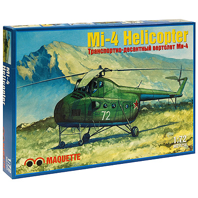 Транспортно-десантный вертолет Ми-4 Модель для склеивания Модель для сборки , Пластик Возраст: от 10 лет; Масштаб 1/72 Alanger; Россия 2009 г ; Артикул: MQ-7256; Упаковка: Коробка инфо 5969a.