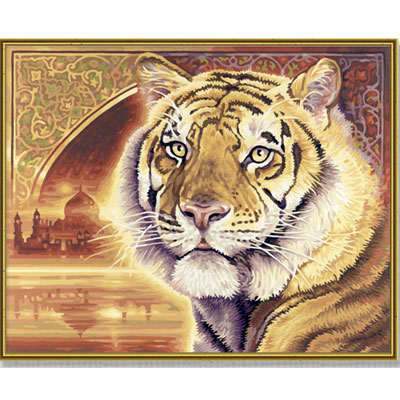 Раскраска по номерам "Бенгальский тигр" 40 см х 50 см нумерации красок, контрольный лист, инструкция инфо 8324a.