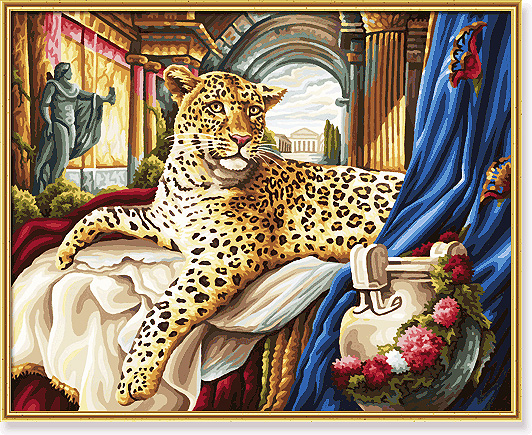 Леопард Раскраска по номерам, 40 см х 50 см Серия: Meisterklasse Premium инфо 8327a.