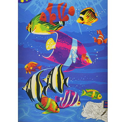 Раскраска по номерам "Тропические рыбки", 23 см х 30 см Эскиз картины, 8 красок, кисть инфо 13333i.